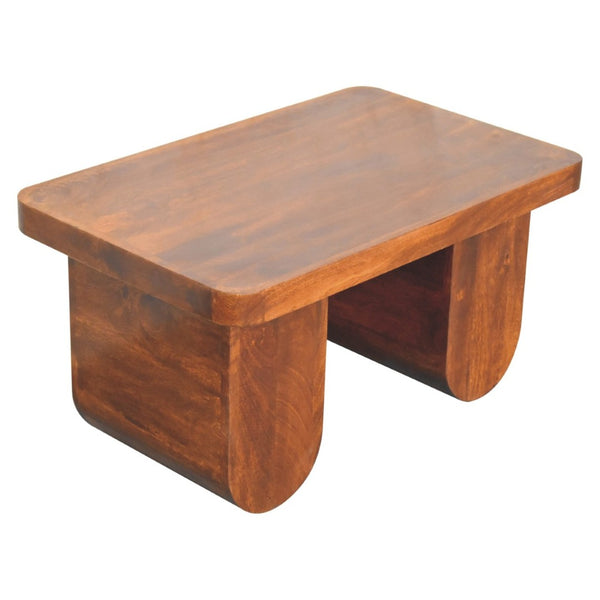 HomeRoots 32" Handcrafted Chestnut Solid Wood Double Pedestal Coffee Table – Timeless Elegance for Any Space 657377