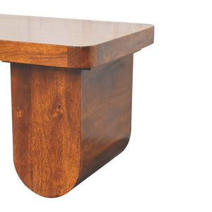 HomeRoots 32" Handcrafted Chestnut Solid Wood Double Pedestal Coffee Table – Timeless Elegance for Any Space 657377