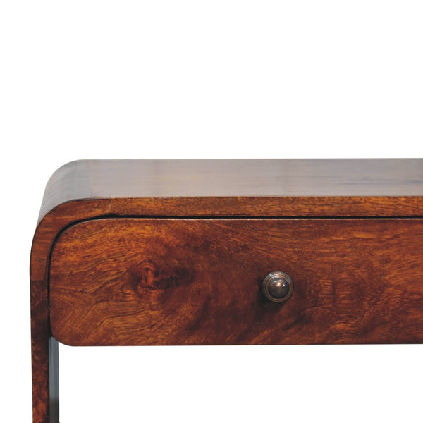 HomeRoots 34" Chestnut Solid Wood Coffee Table with Two Drawers, Elegant Storage & Stylish Design for Home 657378