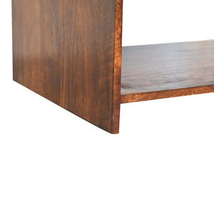 HomeRoots 34" Chestnut Solid Wood Coffee Table with Two Drawers, Elegant Storage & Stylish Design for Home 657378