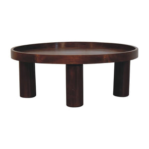HomeRoots 32" Chestnut Solid Wood Round Coffee Table - Handcrafted Elegance for Modern & Traditional Spaces 657380