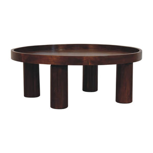 HomeRoots 32" Chestnut Solid Wood Round Coffee Table - Handcrafted Elegance for Modern & Traditional Spaces 657380