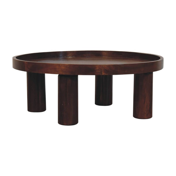HomeRoots 32" Chestnut Solid Wood Round Coffee Table - Handcrafted Elegance for Modern & Traditional Spaces 657380