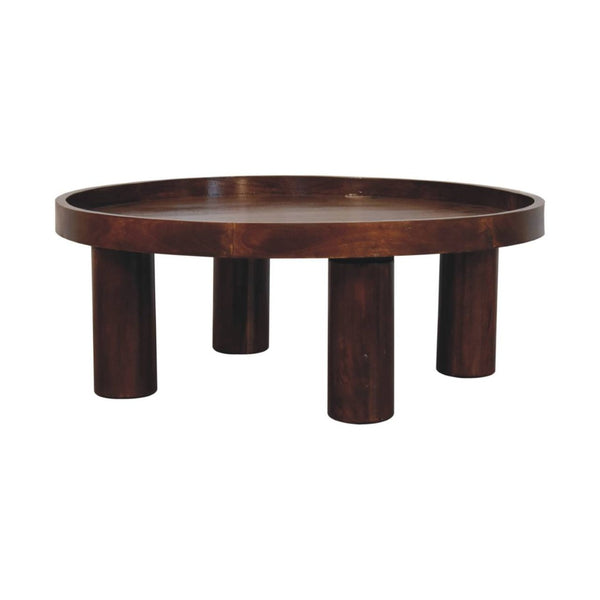 HomeRoots 32" Chestnut Solid Wood Round Coffee Table - Handcrafted Elegance for Modern & Traditional Spaces 657380