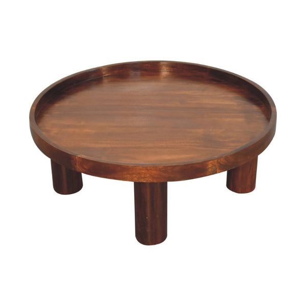 HomeRoots 32" Chestnut Solid Wood Round Coffee Table - Handcrafted Elegance for Modern & Traditional Spaces 657380
