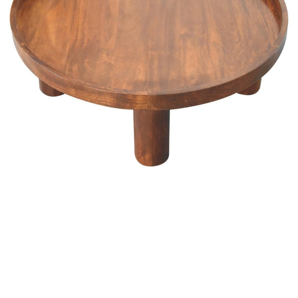 HomeRoots 32" Chestnut Solid Wood Round Coffee Table - Handcrafted Elegance for Modern & Traditional Spaces 657380