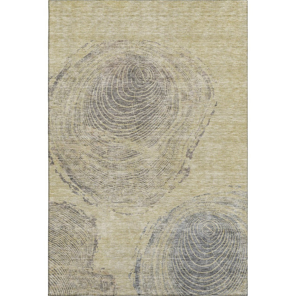 HomeRoots 5' X 8' Elegant Beige and Gray Woodland Lodge Area Rug – Washable, UV Protected, Stain Resistant Design 657385