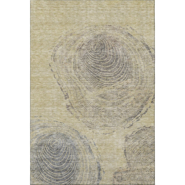 HomeRoots 5' X 8' Elegant Beige and Gray Woodland Lodge Area Rug – Washable, UV Protected, Stain Resistant Design 657385