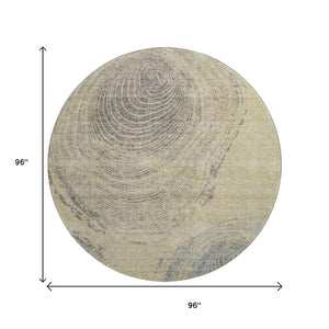 HomeRoots 8' Beige and Gray Woodland Lodge Washable Round Rug – Durable, Stylish, and Easy-Clean for Homes 657386