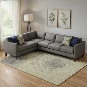 HomeRoots 8' X 10' Woodland Lodge Area Rug - Washable, UV Protected, Stylish Beige & Gray for Kids & Pets 657387