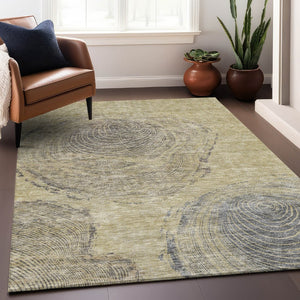 HomeRoots 8' X 10' Woodland Lodge Area Rug - Washable, UV Protected, Stylish Beige & Gray for Kids & Pets 657387