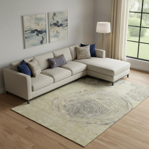 HomeRoots 9' X 12' Woodland Lodge Beige and Gray Area Rug - Durable, Stain Resistant, UV Protected for Any Space 657388