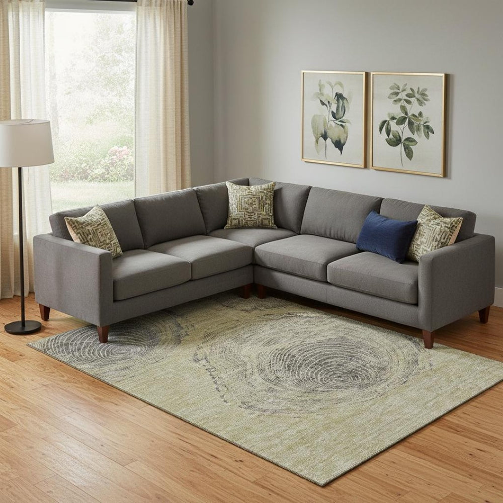 HomeRoots 10' X 14' Beige and Gray Woodland Lodge Area Rug – Washable, UV-Protected for Busy Homes & Style 657389