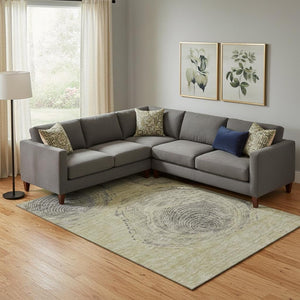 HomeRoots 10' X 14' Beige and Gray Woodland Lodge Area Rug – Washable, UV-Protected for Busy Homes & Style 657389