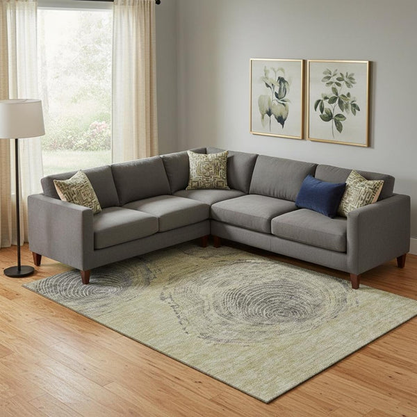HomeRoots 10' X 14' Beige and Gray Woodland Lodge Area Rug – Washable, UV-Protected for Busy Homes & Style 657389