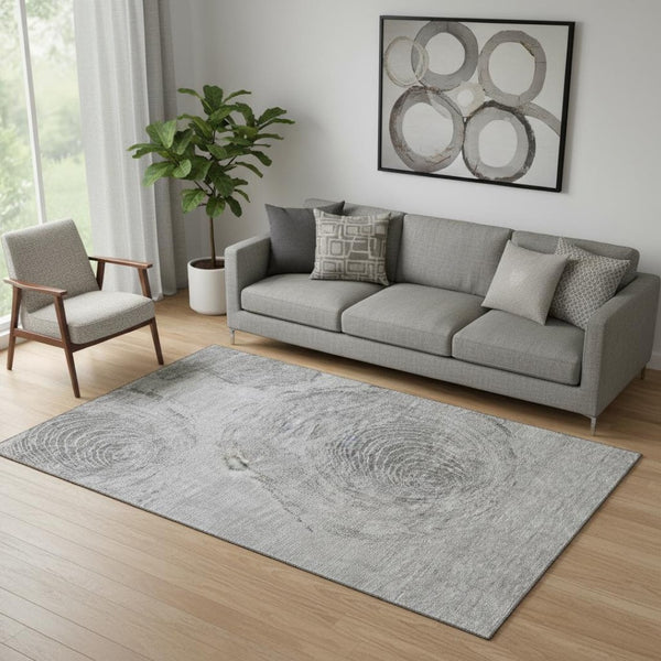 HomeRoots 5' X 8' Gray and Silver Woodland Lodge Area Rug - Washable, UV-Protected, Pet-Friendly Style Solution 657391