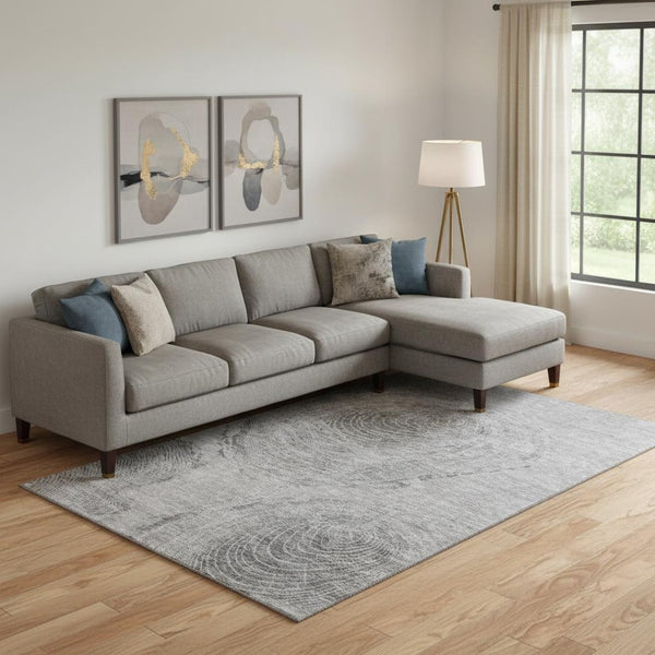 HomeRoots 8' X 10' Gray & Silver Woodland Lodge Area Rug - Durable, Washable, Stain Resistant with UV Protection 657393
