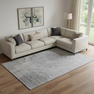 HomeRoots 10' Gray & Silver Woodland Lodge Rug – Washable, UV Protected, Stain-Resistant for Active Homes! 657395