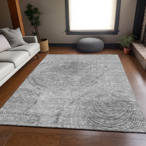 HomeRoots 10' Gray & Silver Woodland Lodge Rug – Washable, UV Protected, Stain-Resistant for Active Homes! 657395