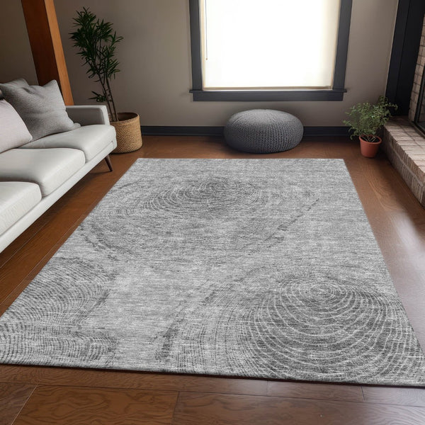 HomeRoots 10' Gray & Silver Woodland Lodge Rug – Washable, UV Protected, Stain-Resistant for Active Homes! 657395