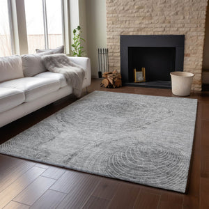HomeRoots 10' Gray & Silver Woodland Lodge Rug – Washable, UV Protected, Stain-Resistant for Active Homes! 657395
