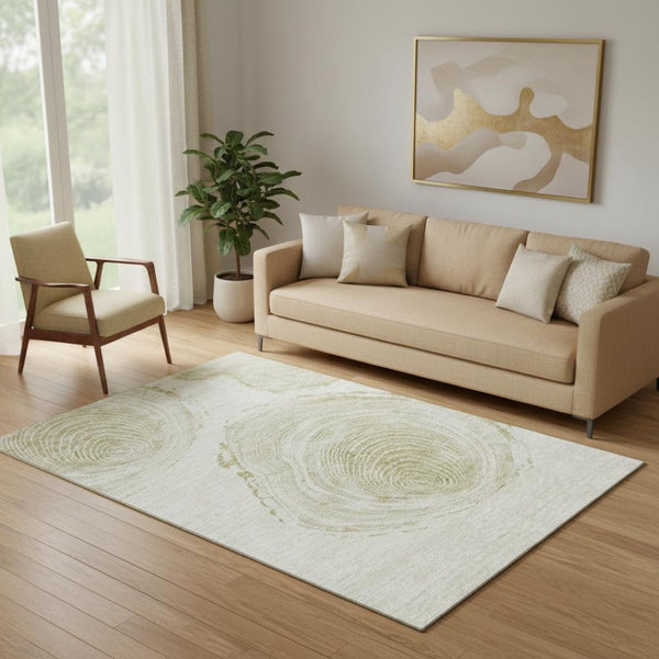 HomeRoots 5' X 8' Khaki Beige Woodland Lodge Rug - Washable, Stain-Resistant, UV Protected for Cozy Living Spaces 657397