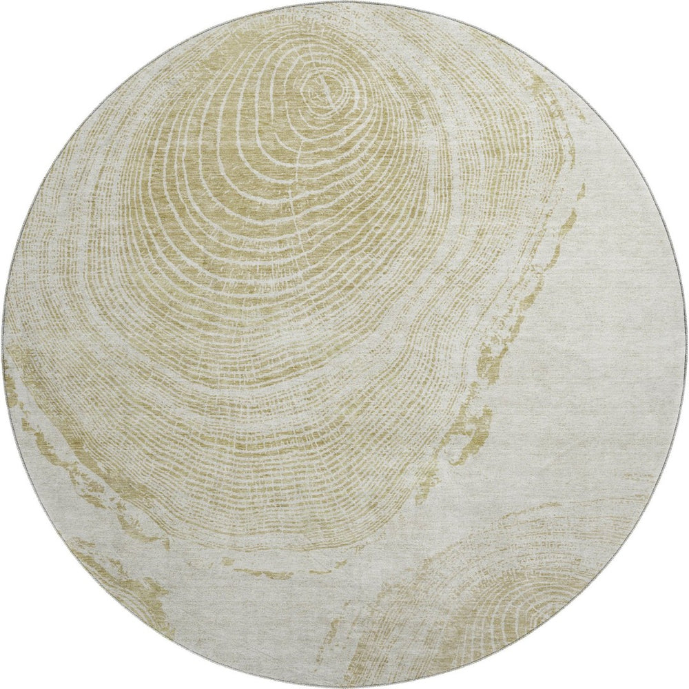 HomeRoots 8' Khaki and Beige Woodland Lodge Round Rug - Washable, Stain Resistant, UV Protected for Homes 657398