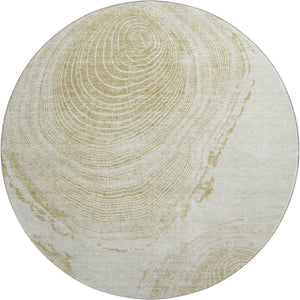 HomeRoots 8' Khaki and Beige Woodland Lodge Round Rug - Washable, Stain Resistant, UV Protected for Homes 657398