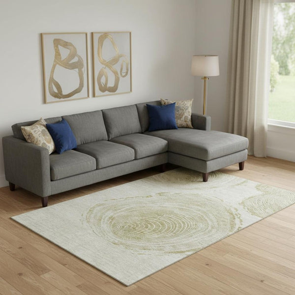 HomeRoots 8' X 10' Khaki and Beige Woodland Lodge Area Rug - Durable, Washable, UV Protected for Busy Homes 657399