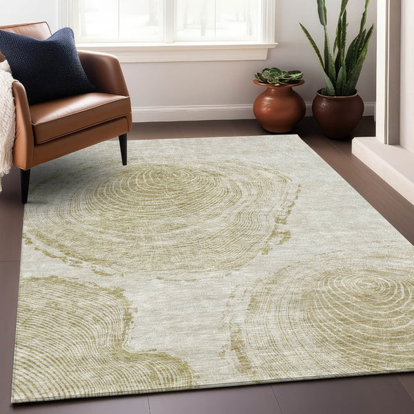 HomeRoots 8' X 10' Khaki and Beige Woodland Lodge Area Rug - Durable, Washable, UV Protected for Busy Homes 657399