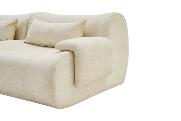 English Elm Boneless Curved Sofa with Chaise High Density Foam Three Seat Modern Living Room W3728S00005
