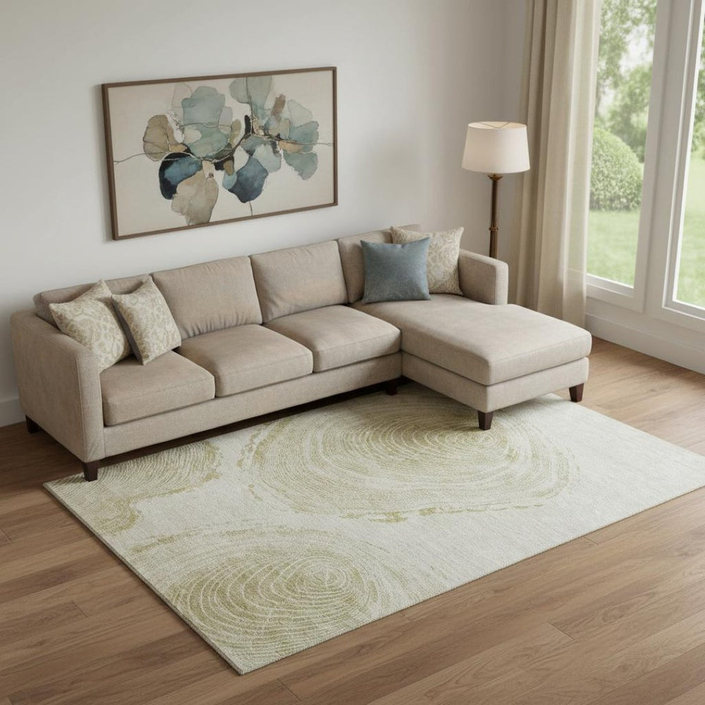 HomeRoots 9' X 12' Khaki And Beige Woodland Lodge Area Rug - Durable, Washable, UV Protected & Stain Resistant 657400
