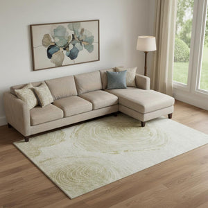 HomeRoots 9' X 12' Khaki And Beige Woodland Lodge Area Rug - Durable, Washable, UV Protected & Stain Resistant 657400