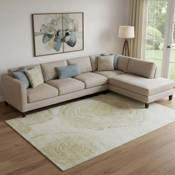 HomeRoots 10' Khaki & Beige Woodland Lodge Area Rug - Washable, UV-Protected, Perfect for High-Traffic Areas 657401