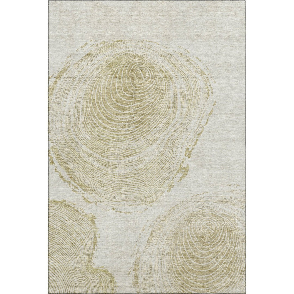 HomeRoots 10' Khaki & Beige Woodland Lodge Area Rug - Washable, UV-Protected, Perfect for High-Traffic Areas 657401