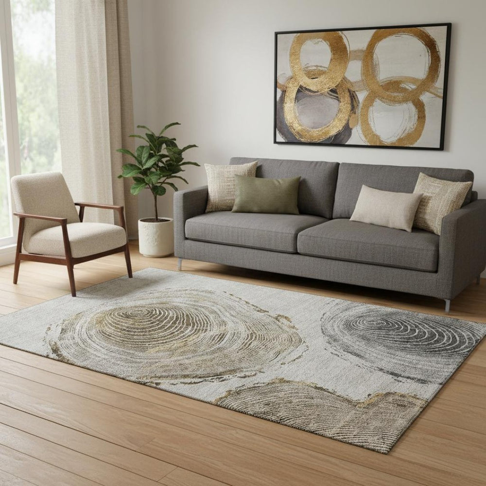 HomeRoots 5' X 8' Taupe Brown & Ivory Woodland Lodge Rug - Stylish, Washable & UV-Protected for Any Home 657403