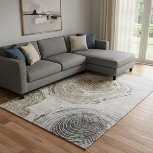 HomeRoots 8' X 10' Taupe Brown & Ivory Washable Area Rug – UV Protected, Stain Resistant for Family Homes 657405