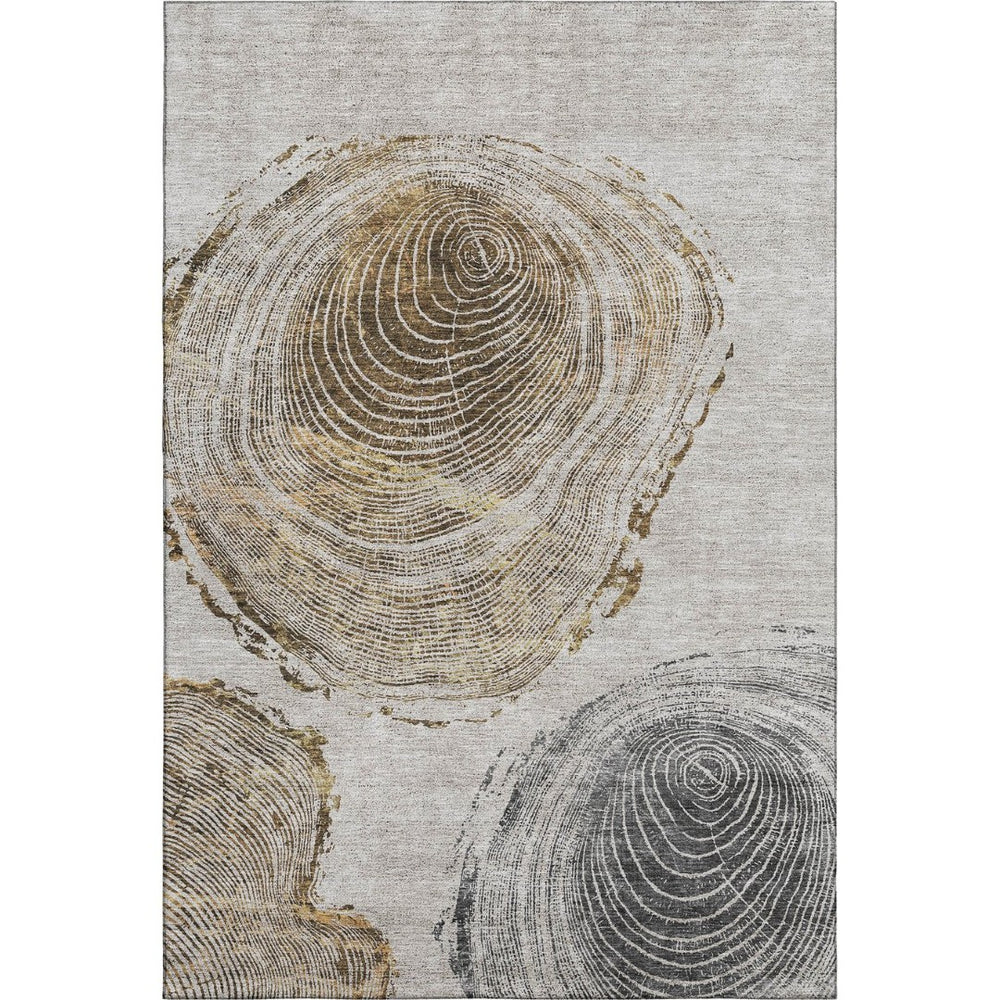 HomeRoots 9' X 12' Taupe Brown & Ivory Lodge Area Rug - Washable, Stain Resistant, UV Protected for Homes 657406