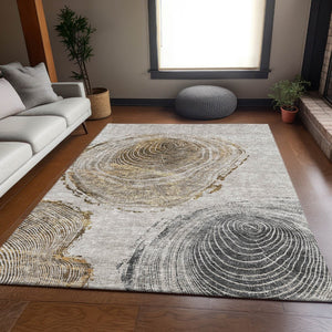 HomeRoots 10' X 14' Taupe Brown & Ivory Woodland Lodge Area Rug - Durable, UV-Protected, Easy-Care Design 657407