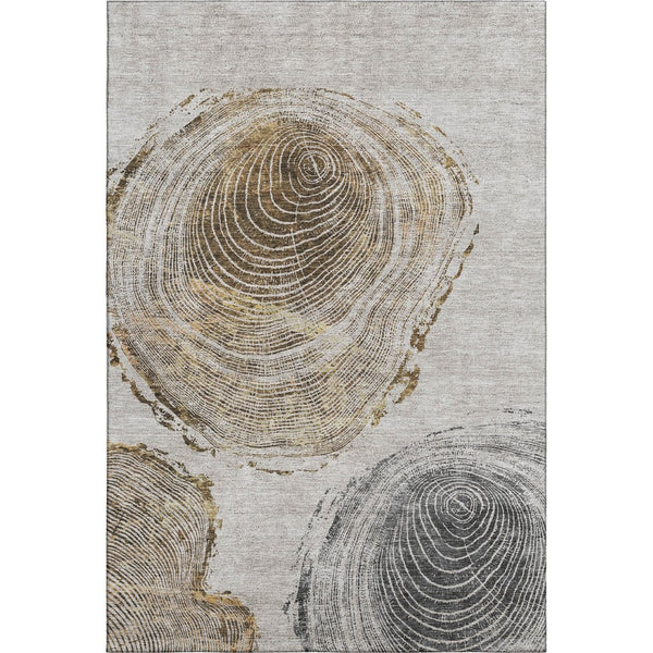 HomeRoots 10' X 14' Taupe Brown & Ivory Woodland Lodge Area Rug - Durable, UV-Protected, Easy-Care Design 657407