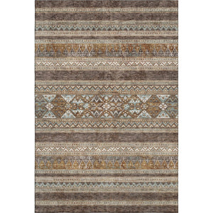HomeRoots 8' X 10' Southwestern Washable Area Rug in Chocolate & Copper – UV Protected, Stain Resistant & Easy Care 657411