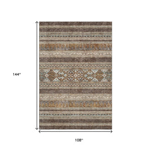 HomeRoots 9' X 12' Southwestern Washable Area Rug - Durable, Stain-Resistant, UV Protected for Family Spaces 657412