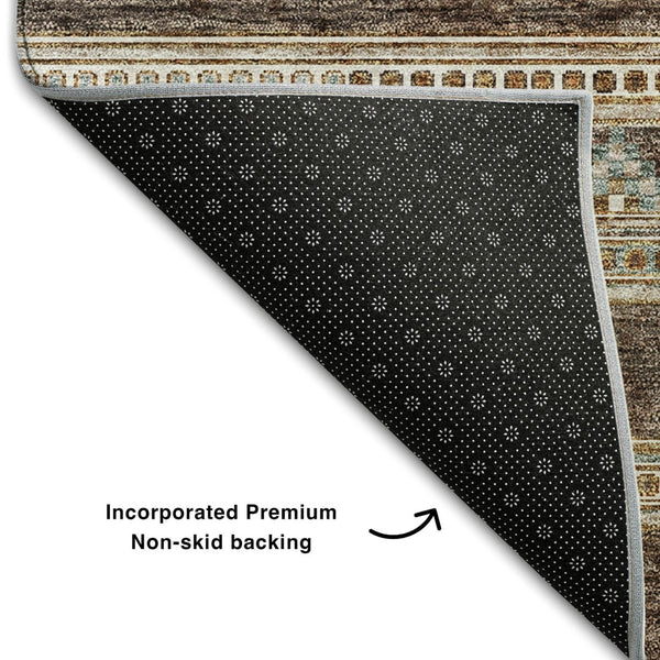 HomeRoots 9' X 12' Southwestern Washable Area Rug - Durable, Stain-Resistant, UV Protected for Family Spaces 657412
