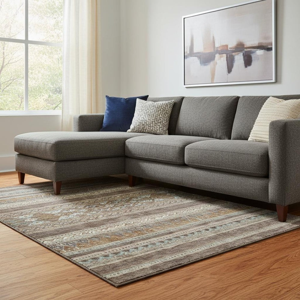 HomeRoots 9' X 12' Southwestern Washable Area Rug - Durable, Stain-Resistant, UV Protected for Family Spaces 657412
