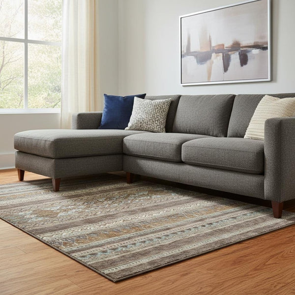 HomeRoots 9' X 12' Southwestern Washable Area Rug - Durable, Stain-Resistant, UV Protected for Family Spaces 657412