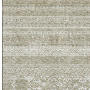 HomeRoots 5' X 8' Southwestern Khaki and Ivory Washable Area Rug - Durable, UV-Protected, Soft & Stylish 657421