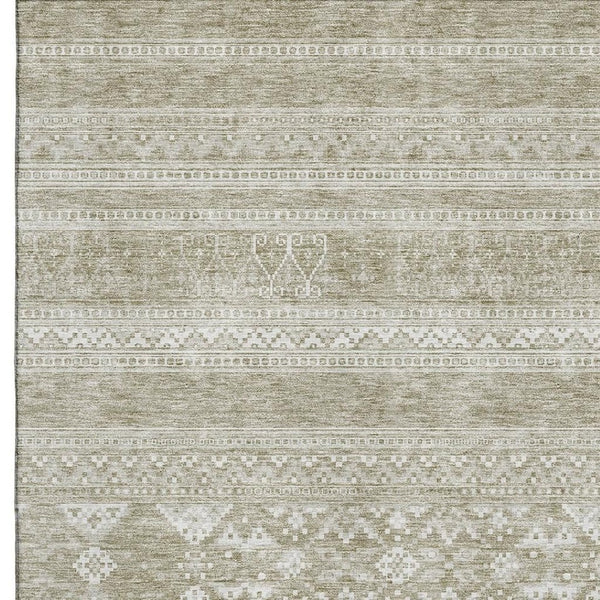 HomeRoots 5' X 8' Southwestern Khaki and Ivory Washable Area Rug - Durable, UV-Protected, Soft & Stylish 657421