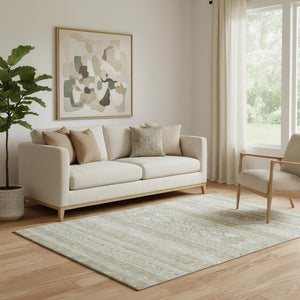 HomeRoots 5' X 8' Southwestern Khaki and Ivory Washable Area Rug - Durable, UV-Protected, Soft & Stylish 657421
