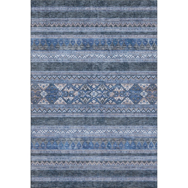 HomeRoots 5' X 8' Navy Blue & Ivory Southwestern Area Rug – Washable, UV Protected, Stain Resistant for Homes 657427
