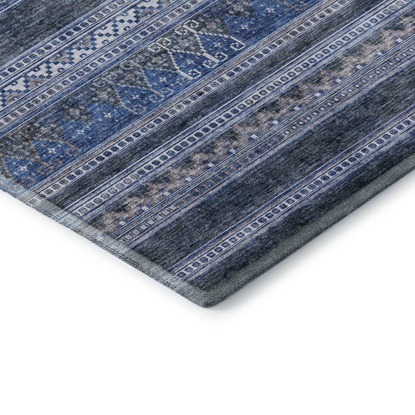 HomeRoots 5' X 8' Navy Blue & Ivory Southwestern Area Rug – Washable, UV Protected, Stain Resistant for Homes 657427